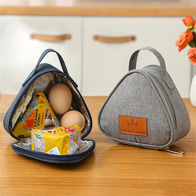 Mini sac isolant triangulaire en aluminium, refroidisseur thermique, fourre-tout pour étudiant, sac boule de riz, boîte à déjeuner, sacs de transport pour déjeuner Bento