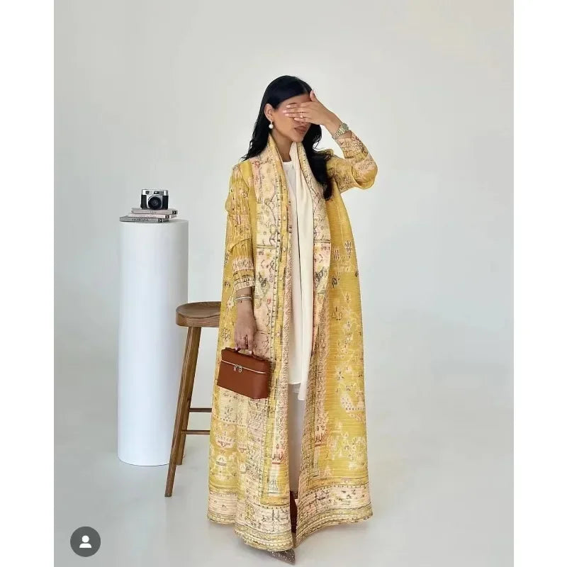 KAF femmes mode Abaya Vintage imprimé Cardigan conception ample grande taille élégante femme luxe Robe printemps automne modèle
