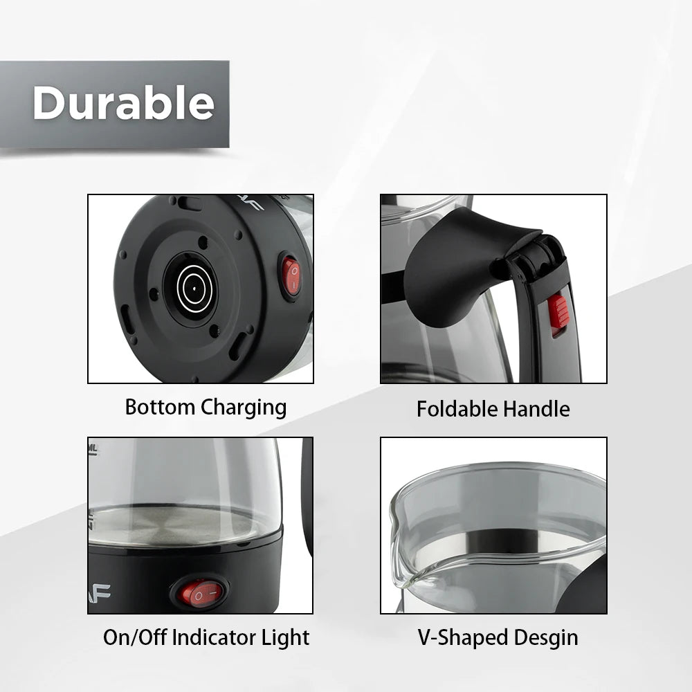 600W Portable Turkish Coffee Maker, Italian, Arabic, Greek, Moka Coffee Pot, Foldable Handle, Easy for Home and Travel