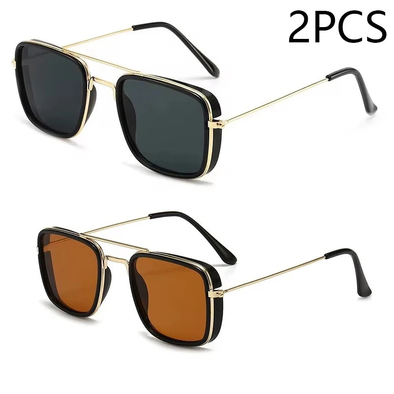 Lunettes de soleil rétro à petite monture carrée en métal, lunettes de protection UV, version coréenne, mode européenne et américaine