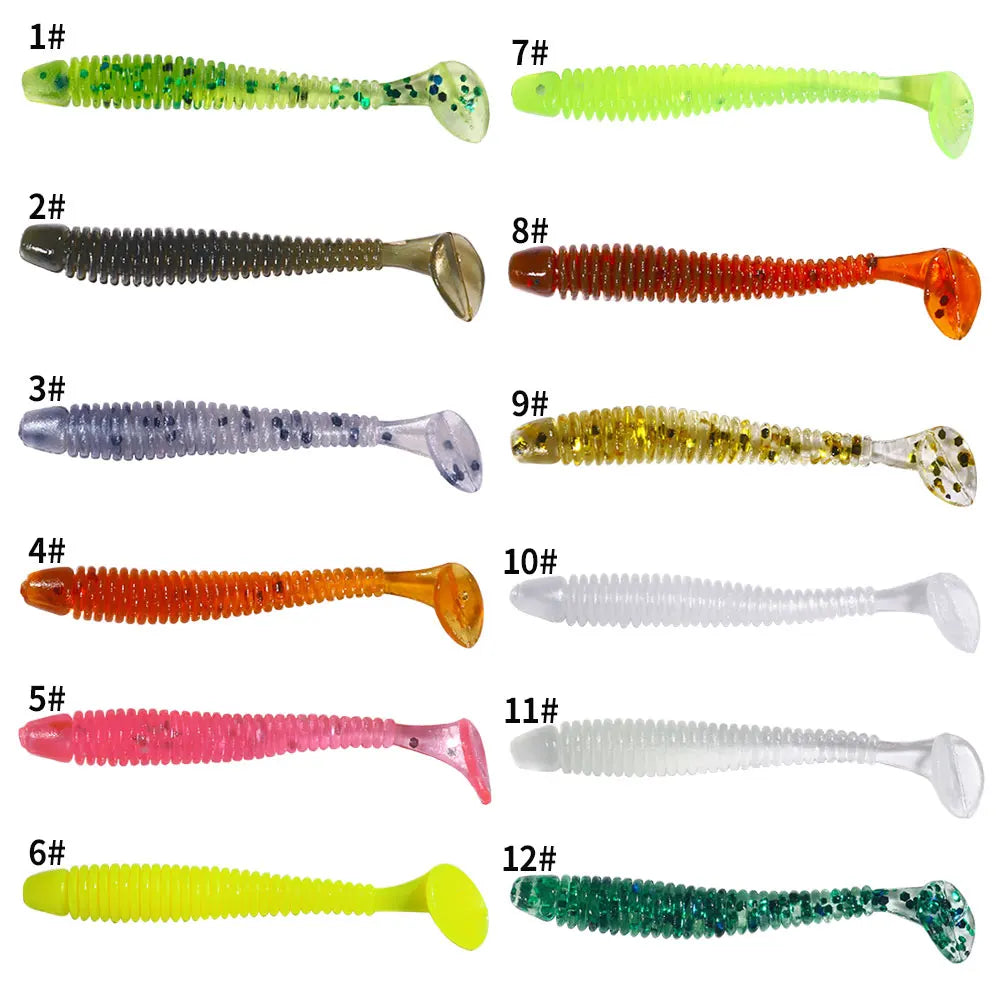Leurre souple en silicone 4,5 cm avec queue en T — nageur, pêche carpe, black-bass, brochet