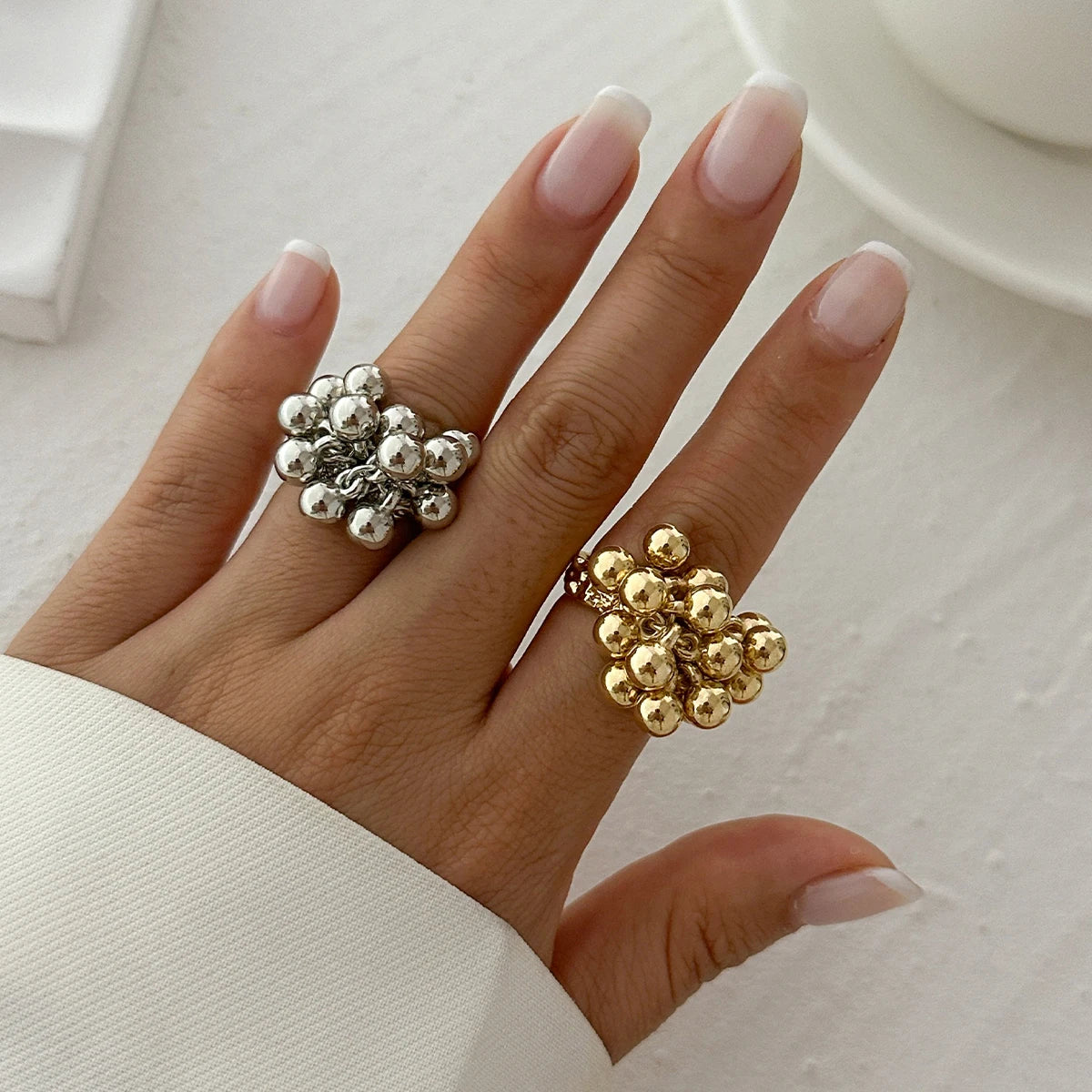 Bague Punk Hip-Hop Petite Boule Ouverte — Métal Tendance Cadeau 2026
