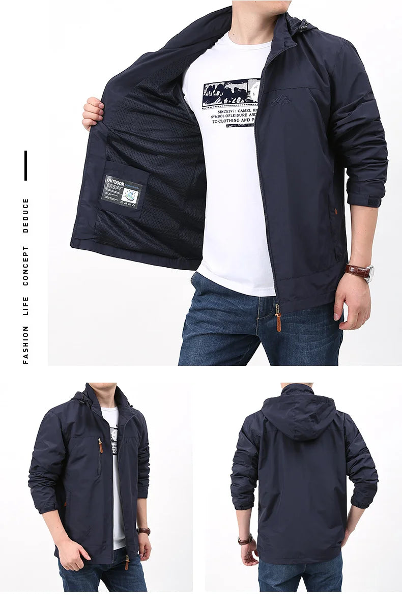 Vestes coupe-vent imperméables pour hommes et femmes, veste tactique décontractée pour randonnée, multi-poches, à capuche, pour la pêche