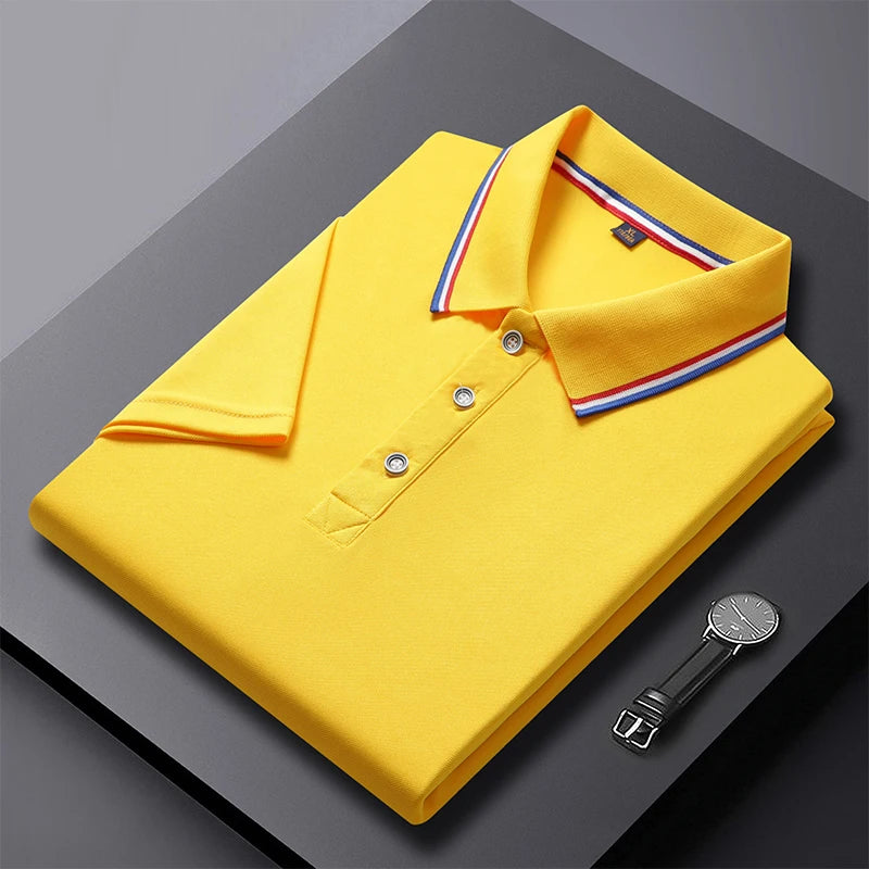 Polo de negocios de manga corta para hombre, top con cuello polo, camiseta casual, documento sólido, verano, 2024, 2024