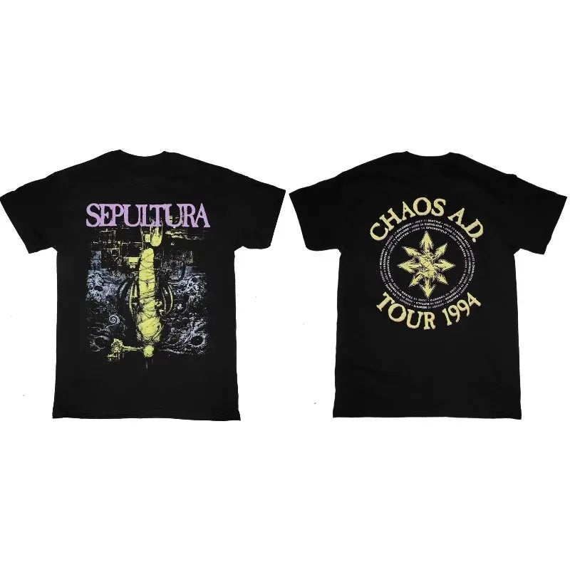 Camiseta 2026 SEPULTURA CHAOS A.D. TOUR 1994, estampado gráfico, algodón, unisex, manga corta, moda casual, tops retro vintage