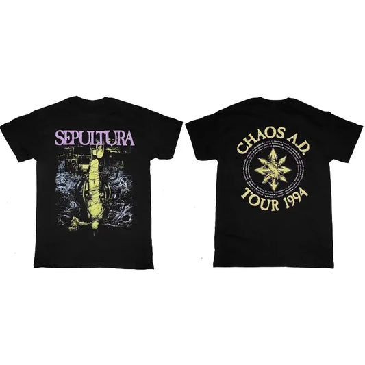 T-shirt graphique vintage rock 1994 — coton unisexe, manches courtes, mode décontractée, rétro