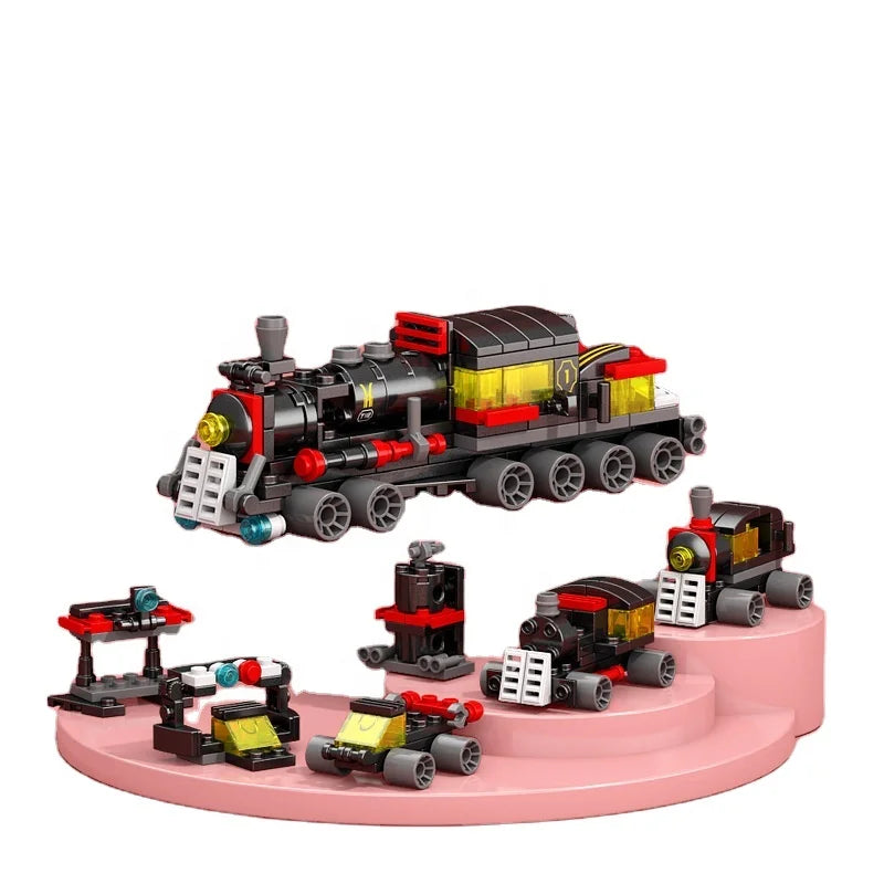 Bricolaje 6 en 1 Vía de tren Robot Vehículo Camión Bloques de construcción Kit Niñas Ladrillos Modelo de película Niños Tallo Educativo Cumpleaños Niños Juguetes