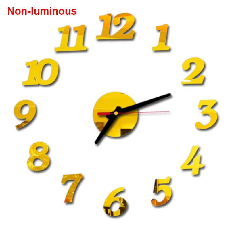 Wall clock DIY Luminous Wall Clock Quartz Watch Acrylic Mirror Stickers Wall Clock Wall Decoration Hot Home Decoration