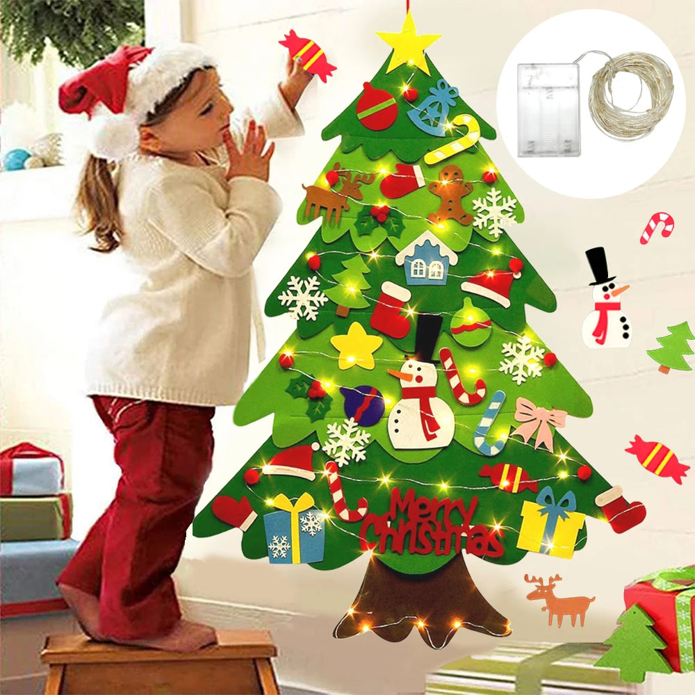 Árbol de Navidad de fieltro, decoración para el hogar, Año Nuevo 2022, adornos navideños, regalos para niños, DIY