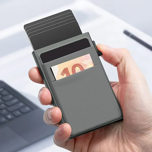 Porte-Carte RFID Métal Pop Up Mince — Anti-Blocage Minimaliste Homme Femme
