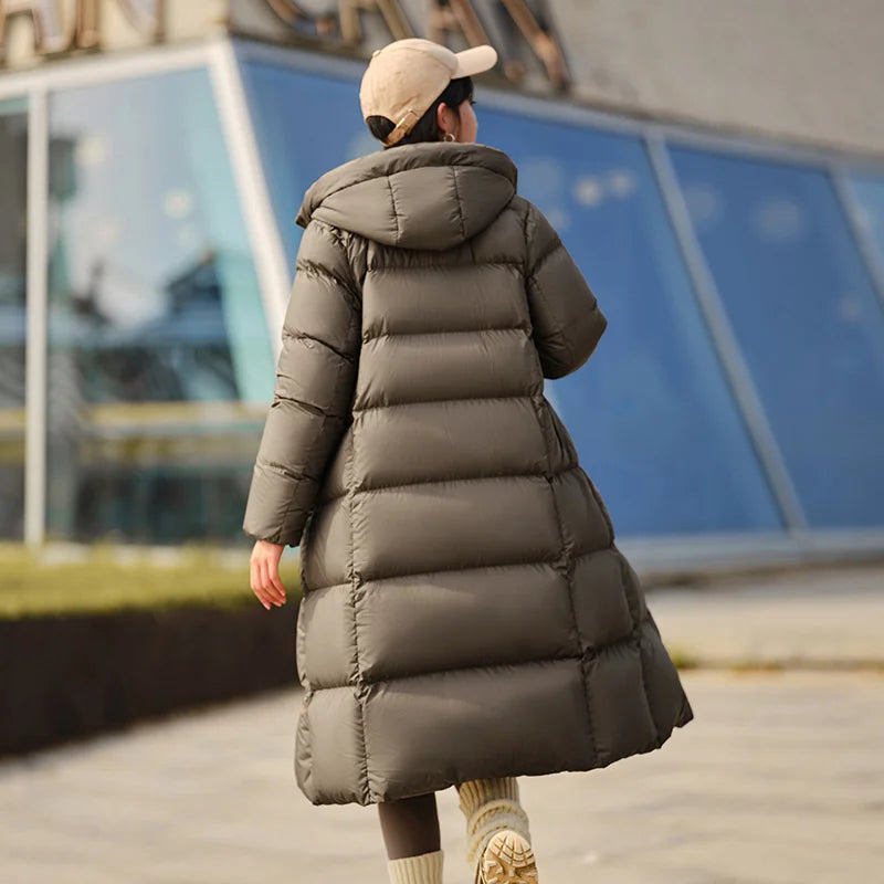 Abrigo largo impermeable de plumón para mujer Semir, nueva colección invierno 2025, abrigo holgado con capucha, abrigo de plumón sencillo para mujer