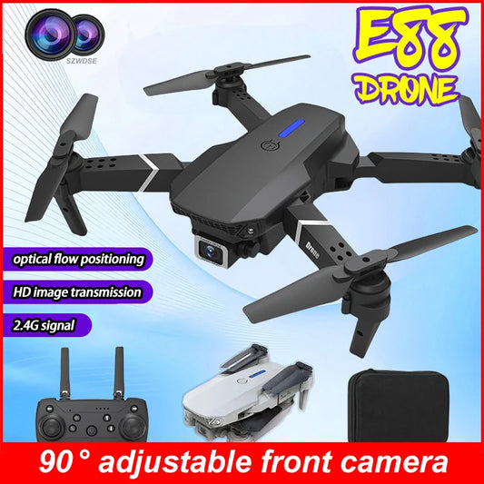 New E88 Pro 2026 Drone, 4K HD Dual Camera, FPV, 13 Minutes Flight Time, Long Range, Foldable RC Quadcopter, Mini E88 Pro Drone, Boys' Toy