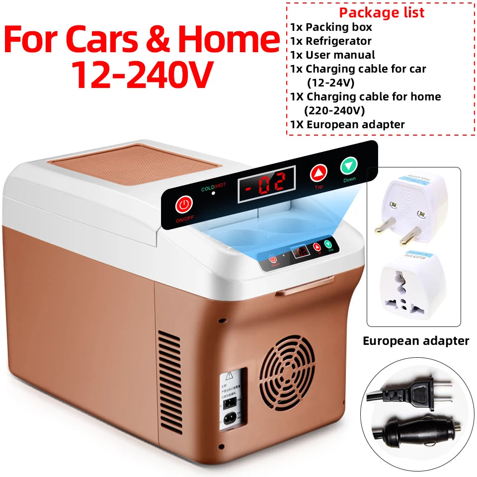 Mini réfrigérateur portable 15L — écran LED, super refroidissement, voiture, maison, camping
