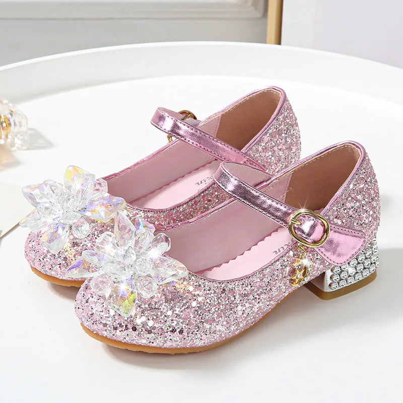 Children's Floral Beach Princess Shoes Girls Sequin Wedding Party Shoes Infantil Kids Shoes