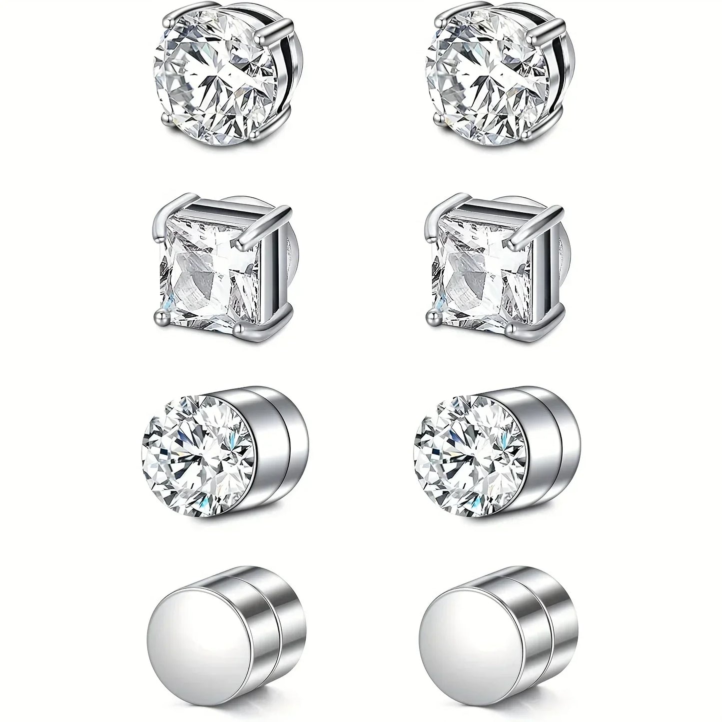 1 paire de boucles d'oreilles magnétiques fortes en cristal pour hommes et femmes, boucles d'oreilles Punk rondes en Zircon, bijoux Non percés