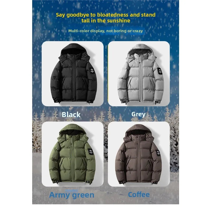 Men's Hooded Jacket, Outdoor Wear, Hiking, Camping, Windproof, Breathable, Warm, Cotton, Comfortable, Fashionable and Trendy, Winter