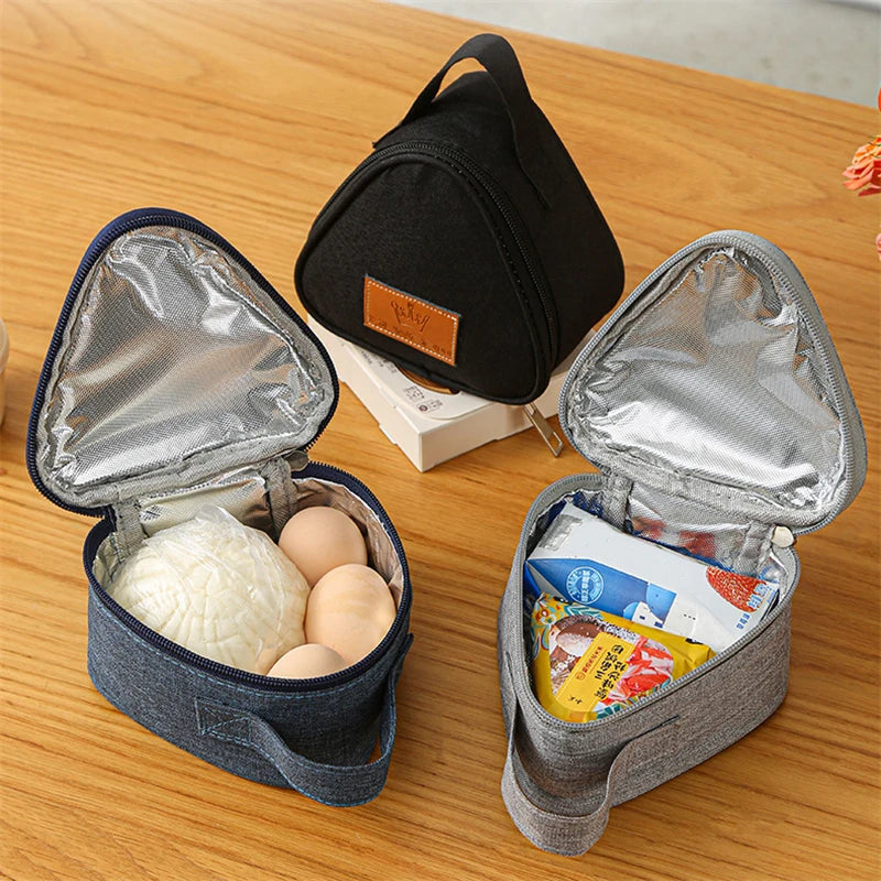 Mini sac isolant triangulaire en aluminium, refroidisseur thermique, fourre-tout pour étudiant, sac boule de riz, boîte à déjeuner, sacs de transport pour déjeuner Bento