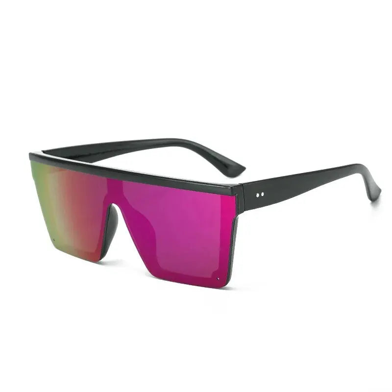 Nouvelles lunettes de soleil une pièce à grande monture, lunettes de soleil à monture carrée à la mode européenne et américaine pour femmes, lunettes colorées