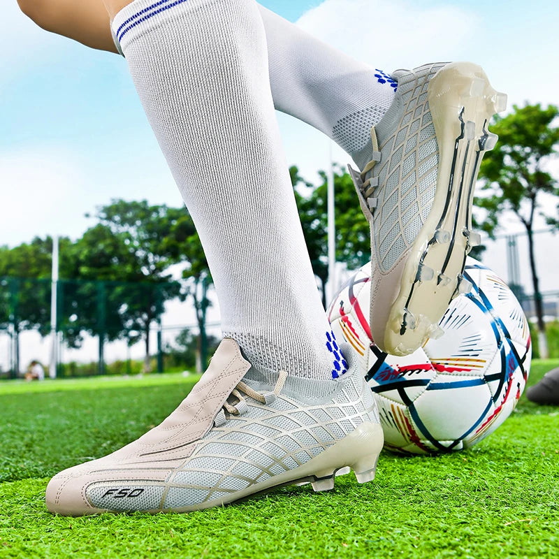 pscownlg Chaussures de Football FG Homme Microfibre Montantes — Crampons Longs, Match & Extérieur EU 34–46