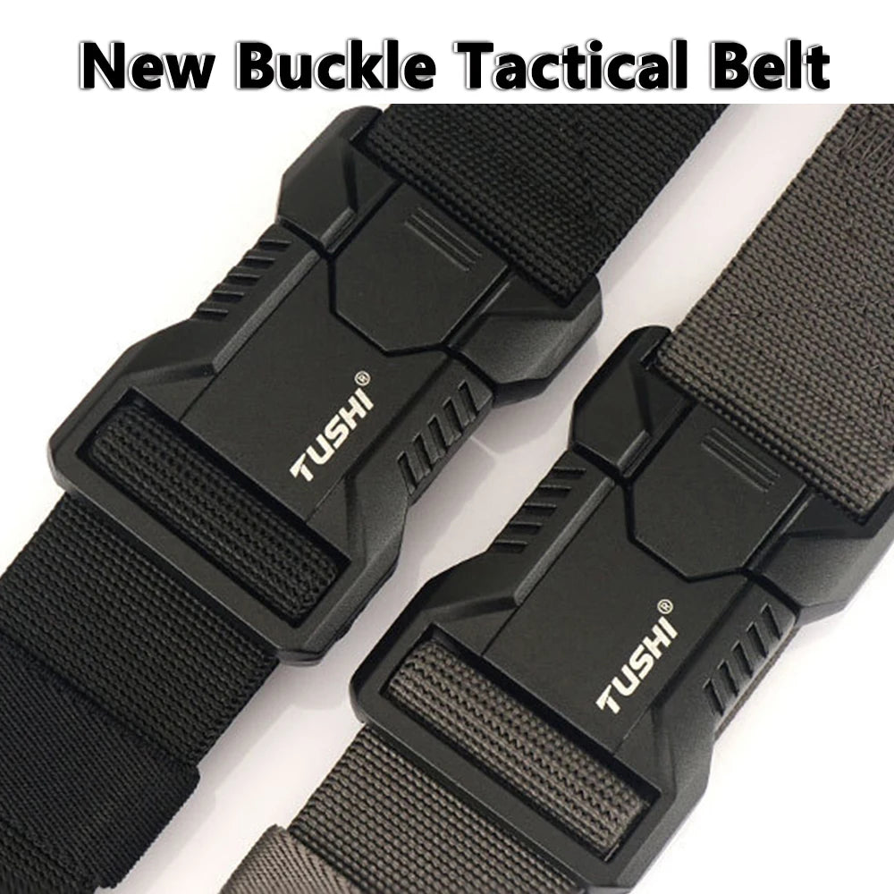 TUSHI – ceintures élastiques à boucle enfichable en alliage d'aluminium pour hommes, ceinture tactique Durable, Cowboy, ceinture militaire en plein air, chasse