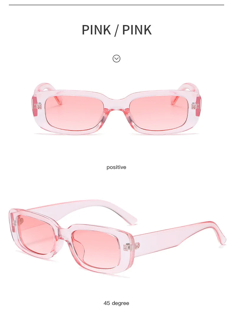 Lunettes de soleil carrées rétro vintage — petites, rectangulaires, voyage, femme