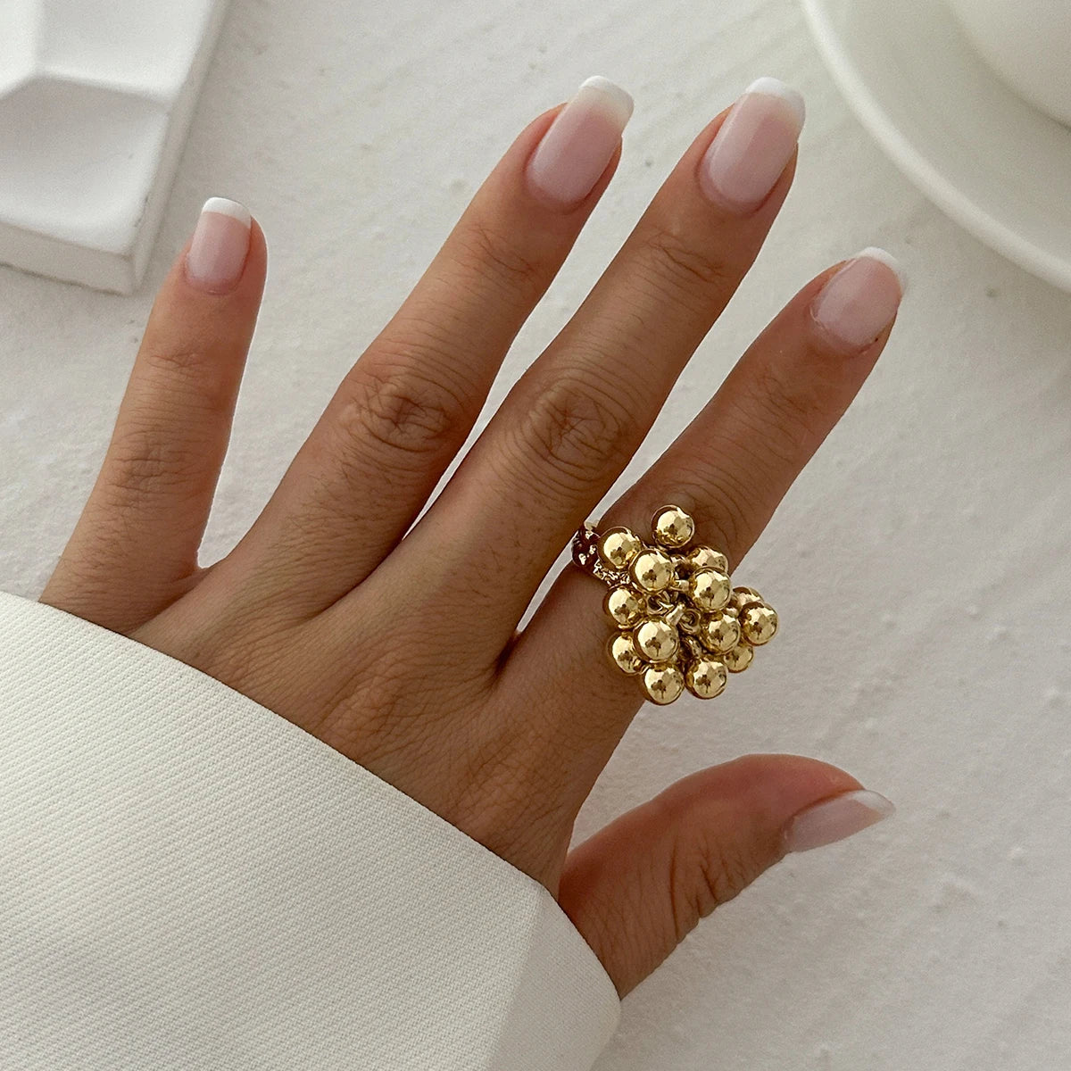Bague Punk Hip-Hop Petite Boule Ouverte — Métal Tendance Cadeau 2026