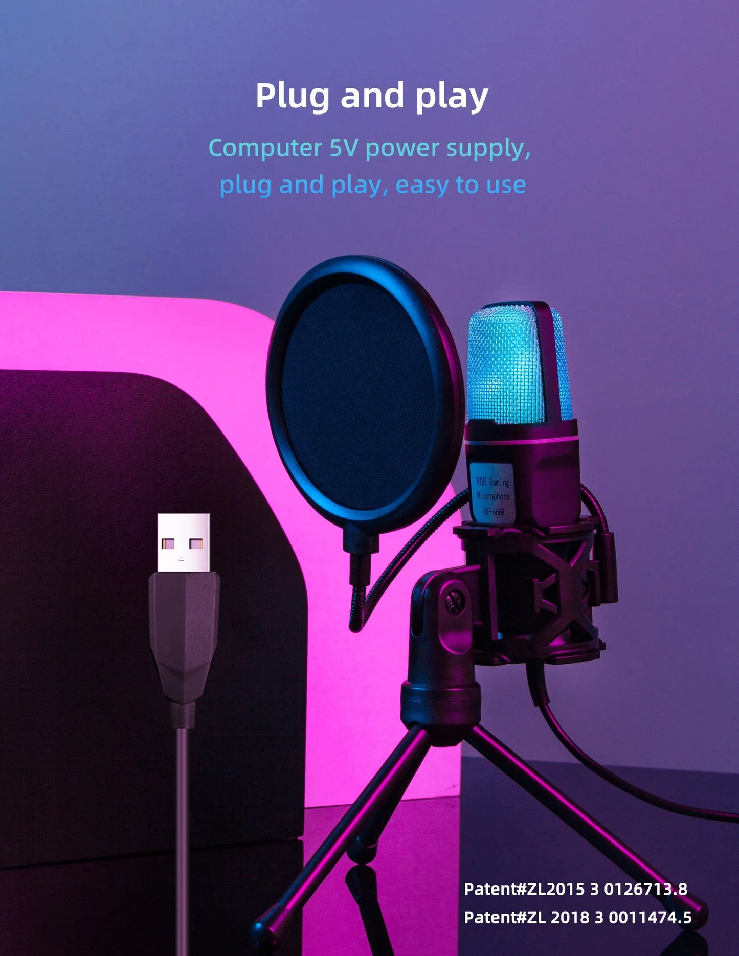 Microphone USB à condensateur pour gaming et podcast – Micro filaire pour PC, streaming et karaoké