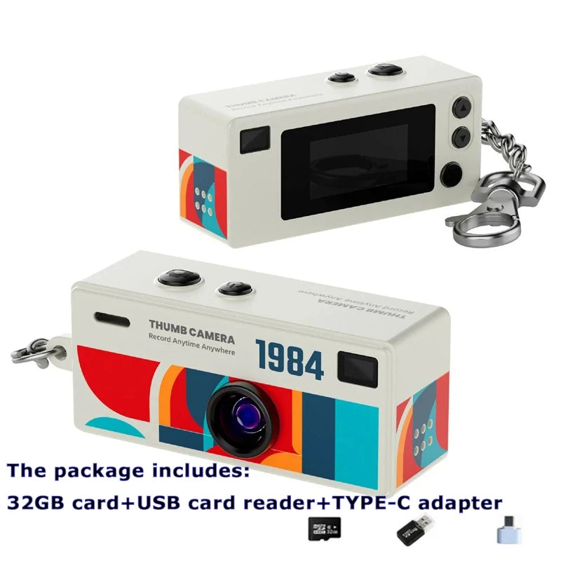 0.96 inch Keychain Camera, Retro Action Camera, Supports Memory Card, 1080P, Very Small Video Camera, Video Recorder
