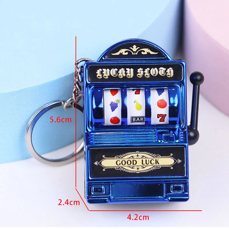 Porte-clés Machine à fentes de fruits, porte-bonheur Jackpot, Mini pendentif de Casino, breloque de sac, cadeaux de nouveauté pour enfants et adultes