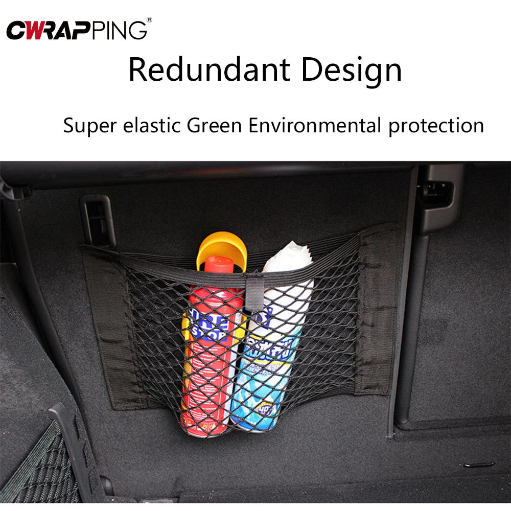 Sac de rangement pour coffre de voiture, filet en nylon, organisateur de coffre arrière de voiture, filet à bagages élastique, poche, fournitures pour véhicules