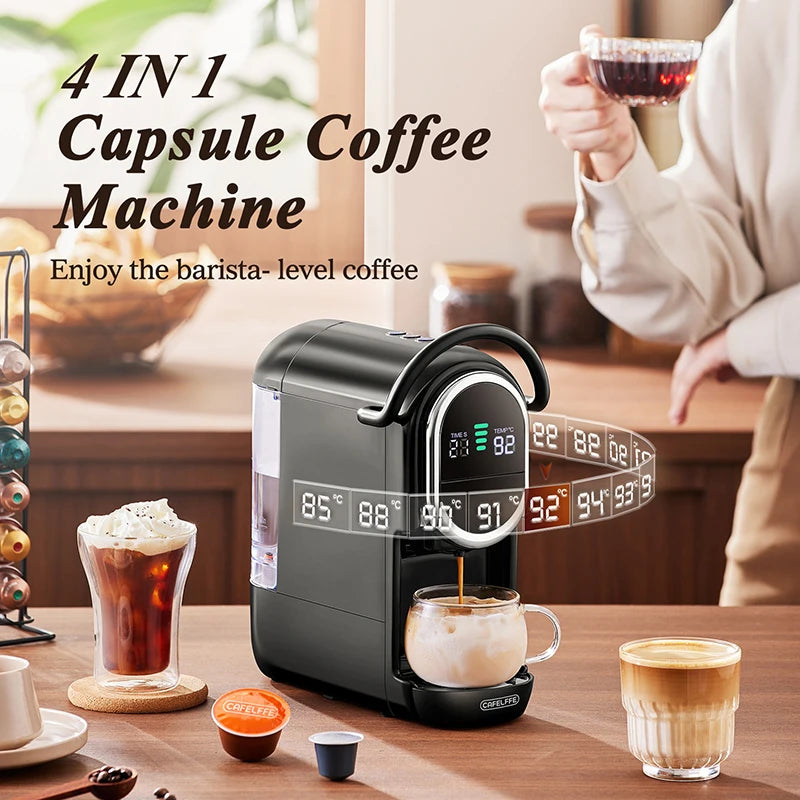 CAFELFFE 4-in-1 Capsule Coffee Machine, Hot and Cold Multiple Espresso Cappuccino Maker, Dolce Gusto a.net, Espresso Powder 19BAR