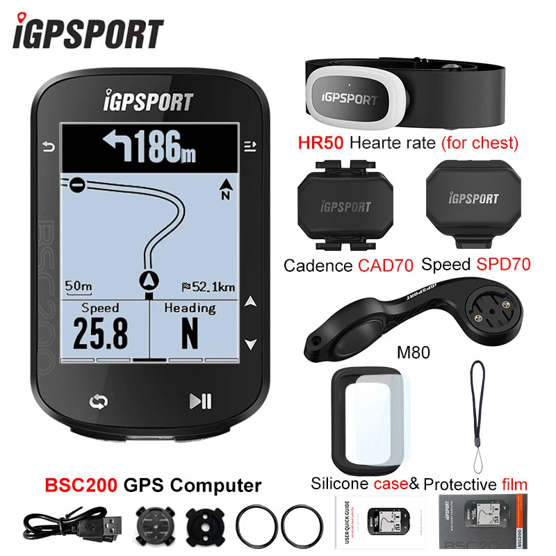 IGPSPORT BSC200 GPS Cycle Bike Computer Wireless Digital Bicycle Speedometer ANT+ Route Navigation Stopwatch Cycling Odometer