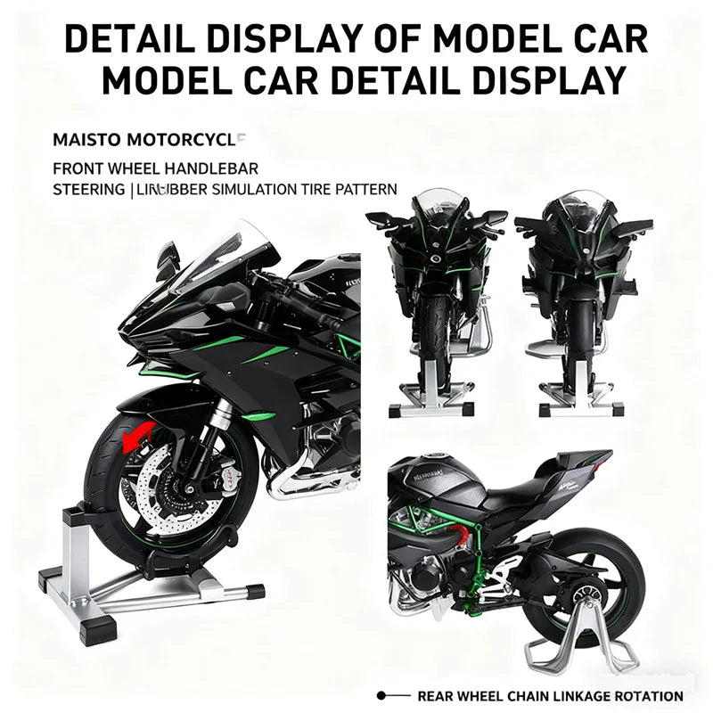 Modèle moto de course en alliage 1:9 — démarrage clé, moulé sous pression, son, lumière, pulvérisation, jouet enfant, cadeau