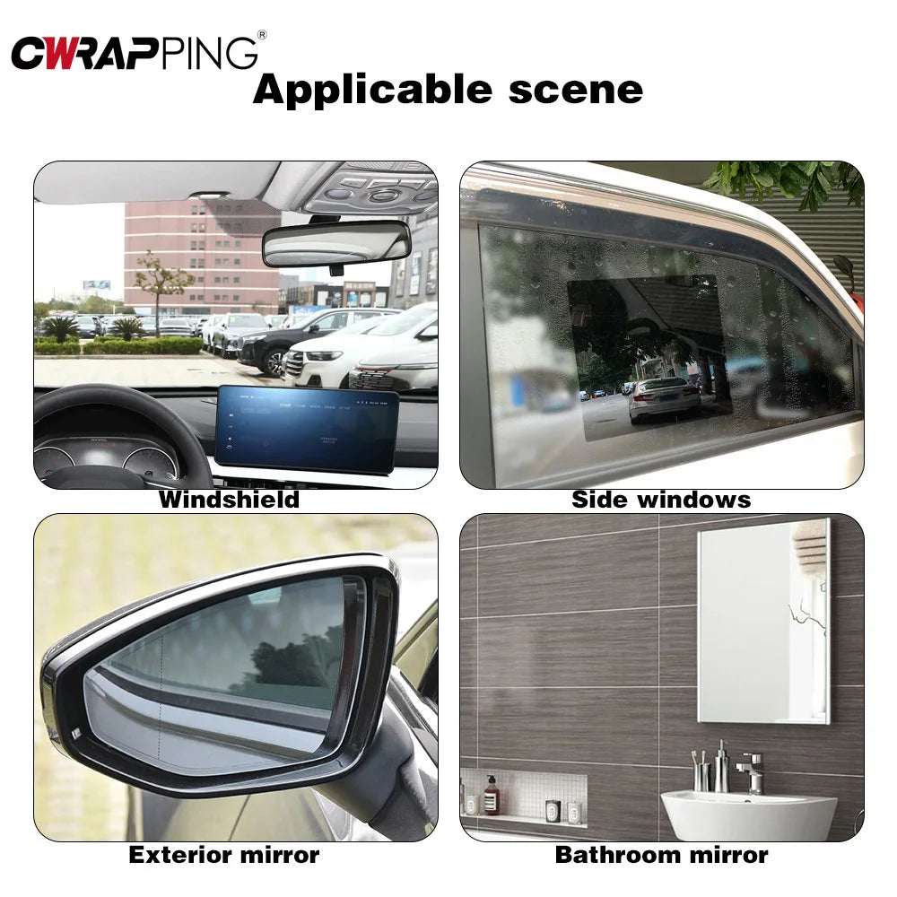 4 pièces Film imperméable de voiture 2 rétroviseur automatique 2 fenêtres latérales Film imperméable étanche Anti-buée autocollants de voiture pour accessoire de voiture