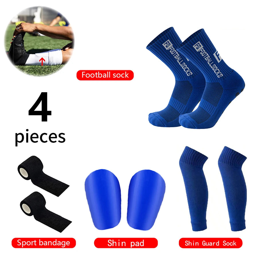 Kit Football 4 Pièces — Chaussettes + Manchons Protège-Tibias + Bandages