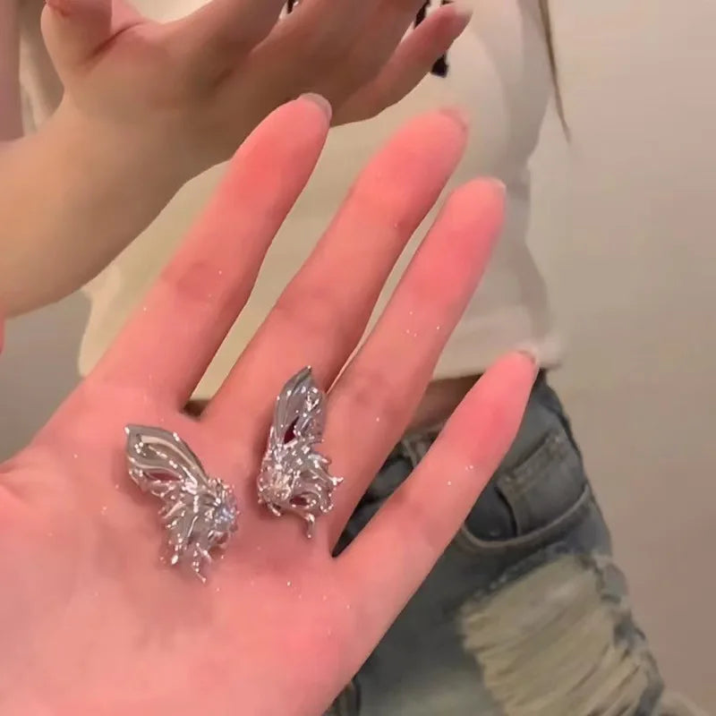 Boucles d'oreilles liquide irrégulières Y2K pour femmes, couleur argent, Hip-Hop Punk, mode géométrique, Clip pour fille, bijoux de fête tendance 2024