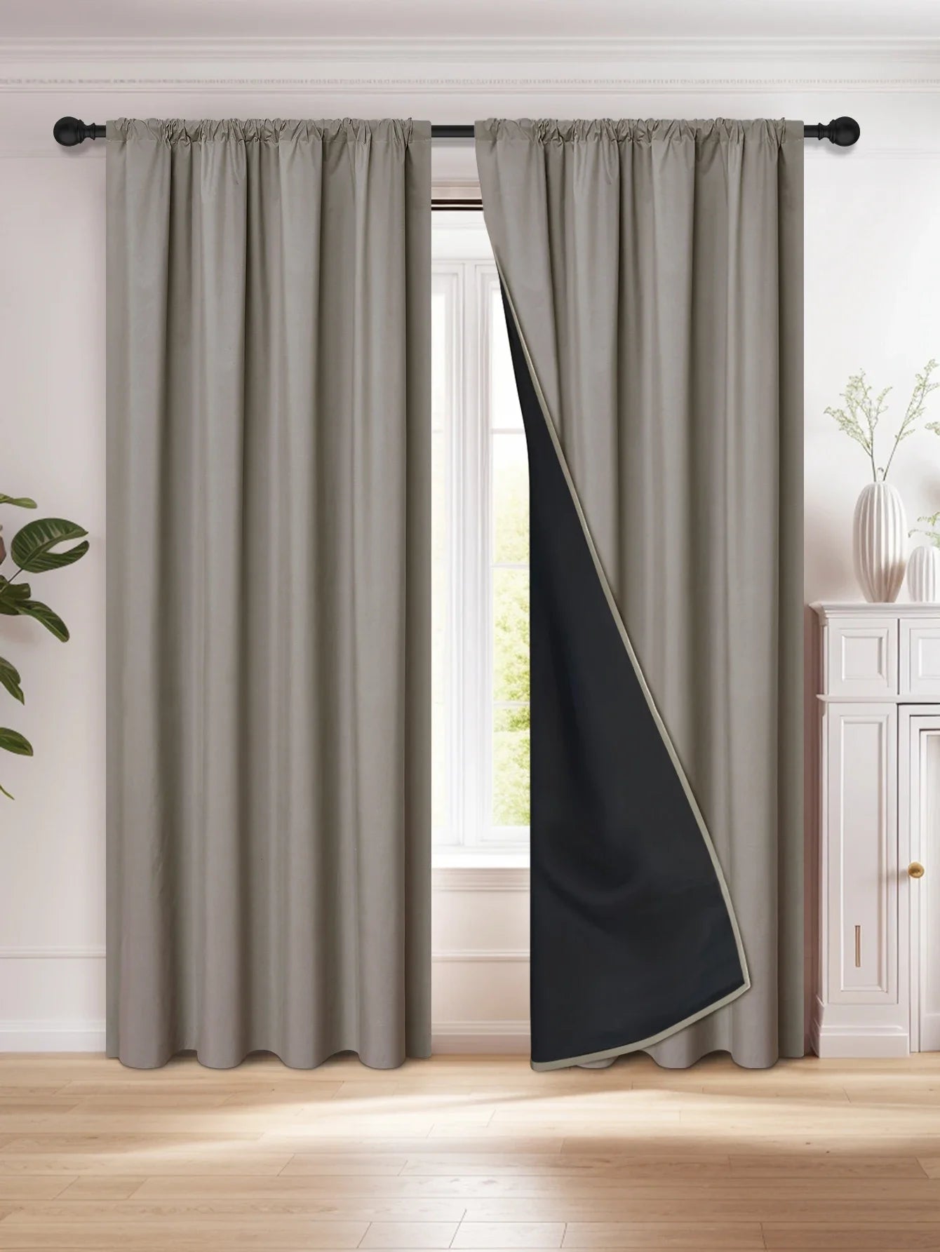 Rideau occultant 100% avec poche pour tringle, rideaux pour salon, chambre à coucher, cuisine, rideau de fenêtre, rideaux dans le salon, 1 pièce