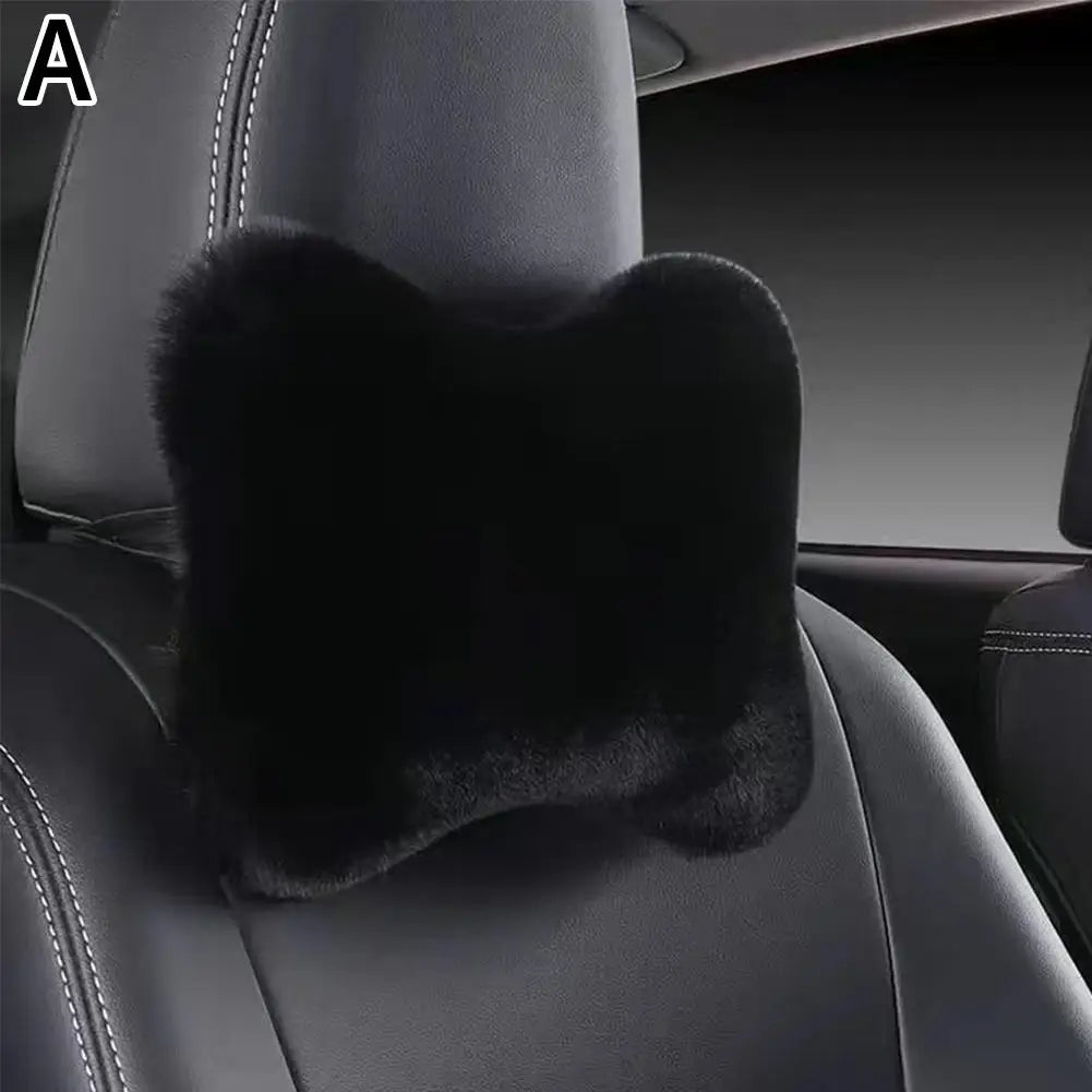 Plush Car Seat Neck Rest, 8 Colors Car Headrest, Plush Cushion, Warm and Comfortable, Waist Pillow Support Accessories, Winter
