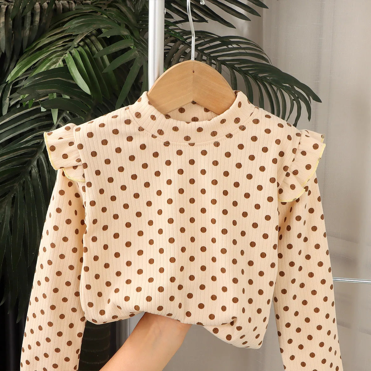 Maillot de corps à manches longues pour enfants, joli t-shirt à pois floraux, chemise en Y douce pour enfants, garçons et filles, 2-10T