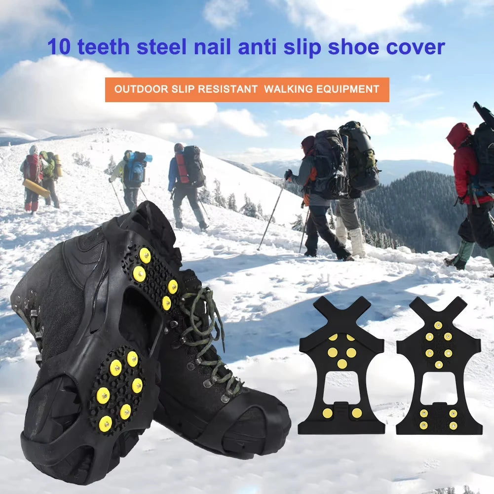 Outdoor Snow Claw Shoe Covers for Men and Women, 10-Tooth Climbing Crampons, Non-Slip Climbing Crampons, Hiking Accessories