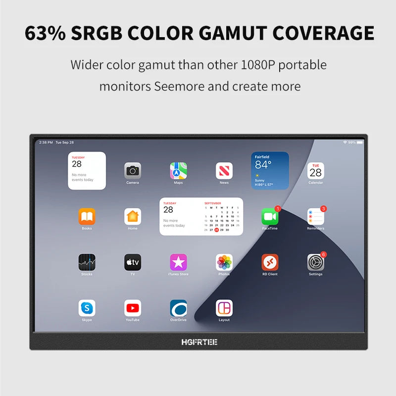 HGFRTEE 14.1 inch Portable Monitor Mobile IPS Second Screen Gaming Display Extended for Laptop with Stand for Xbox/Raspberry Pi
