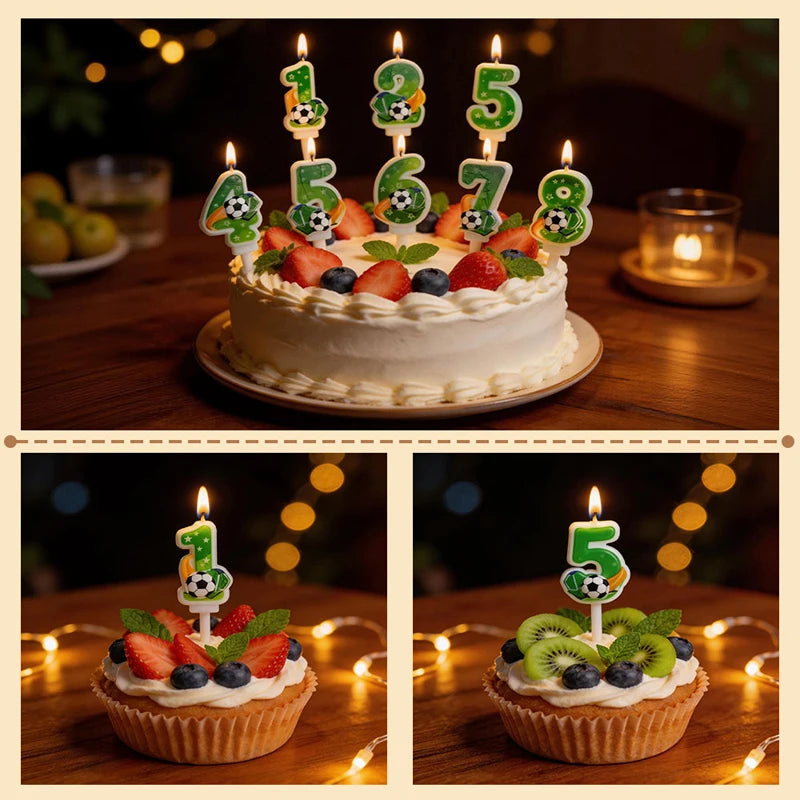 Bougies Gâteau Anniversaire Ballon Football Chiffres 0–9 — Décoration Fête Thème Sport