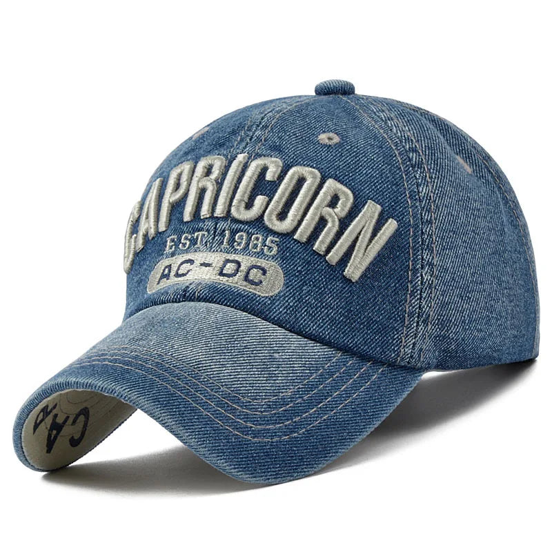 Denim Baseball Cap for Men and Women, Embroidered Letter Flap Hat, Summer Sport, Hip Hop, Gorras, Unisex, 2024