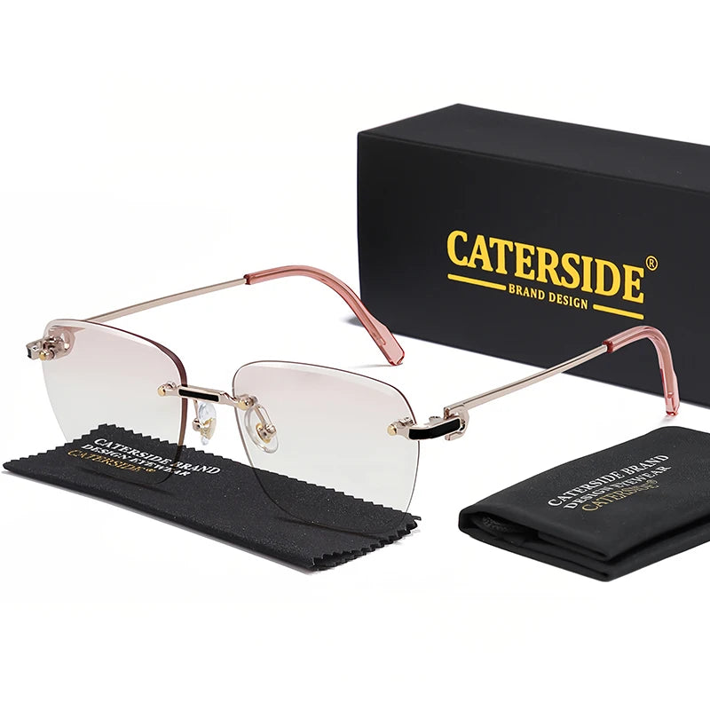CATERSIDE nuevas gafas de sol sin montura, gafas de sol degradadas para hombre, gafas de sol retro de negocios para mujer, UV400, gafas de sol para hombre