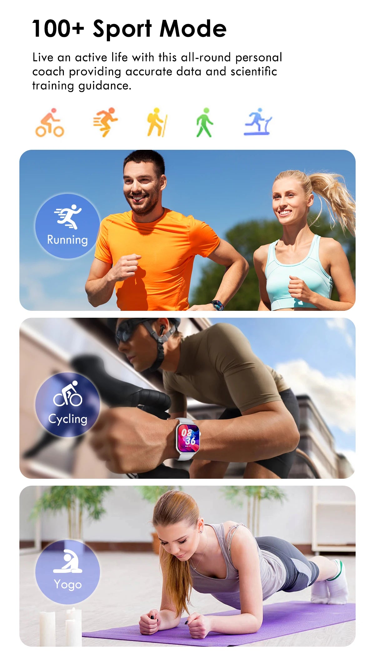 Reloj inteligente Lenovo, reloj deportivo con pulsómetro, pantalla táctil completa, llamadas BT