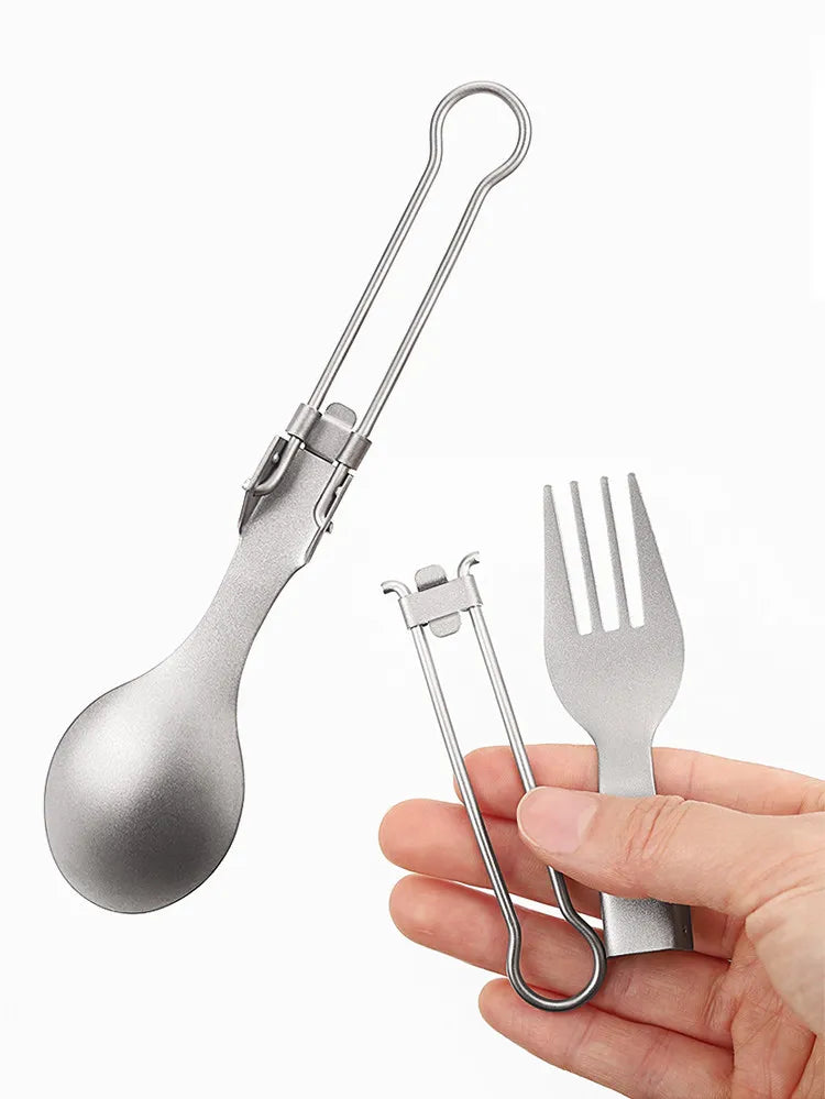 Cuillère à salade pliable en titane, cuillère à salade légère et portable pour le camping en plein air, la randonnée, le sac à dos, les voyages