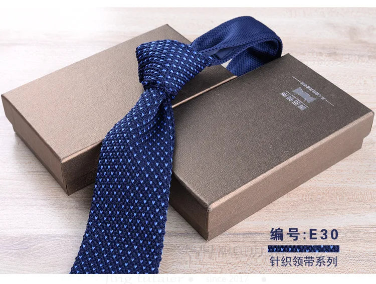 Corbatas de punto retro con rayas para hombres, estilo británico informal, formal de negocios, azul marino, rojo, marrón, corbatas hechas a mano, corbatín para esmoquin
