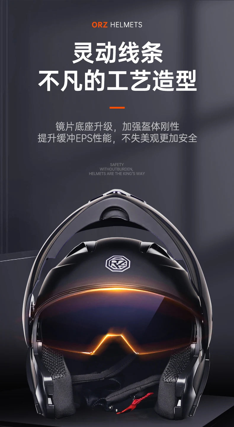 Casque moto intégral double lentille modulaire rabattable — homme, femme, mode, Motocross