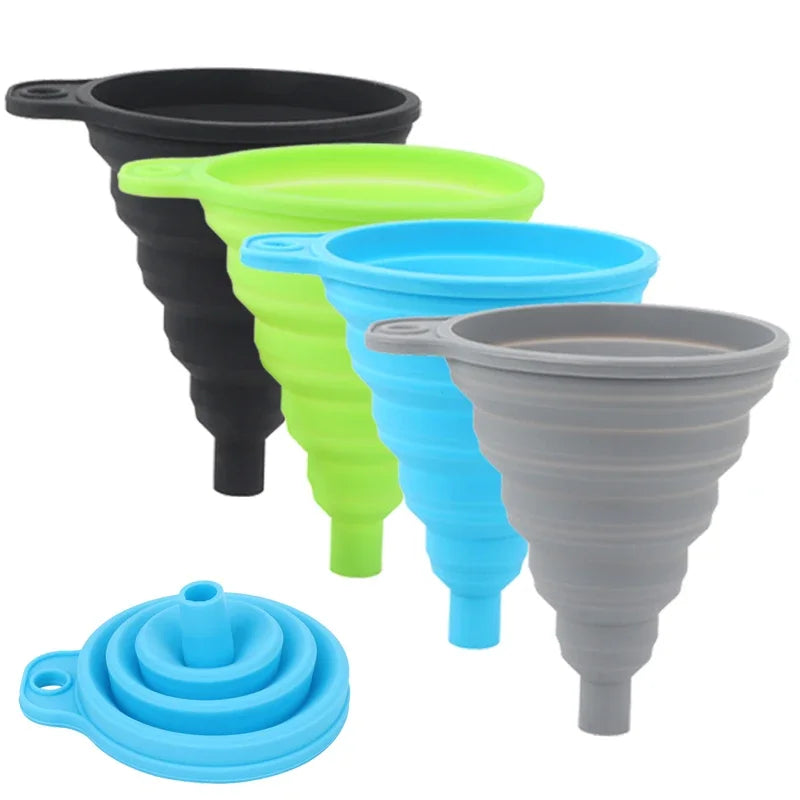 Embudo plegable de silicona para motor de coche, 2 piezas, líquido de lavado, cambio de líquido, portátil, cambio de