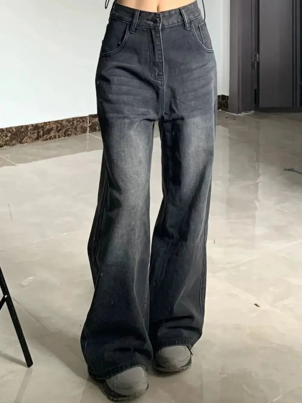 Vaqueros adelgazantes de cintura alta para mujer, pantalones vaqueros de mezclilla en forma de pera, corte holgado, pierna recta, bajo acampanado, talla grande